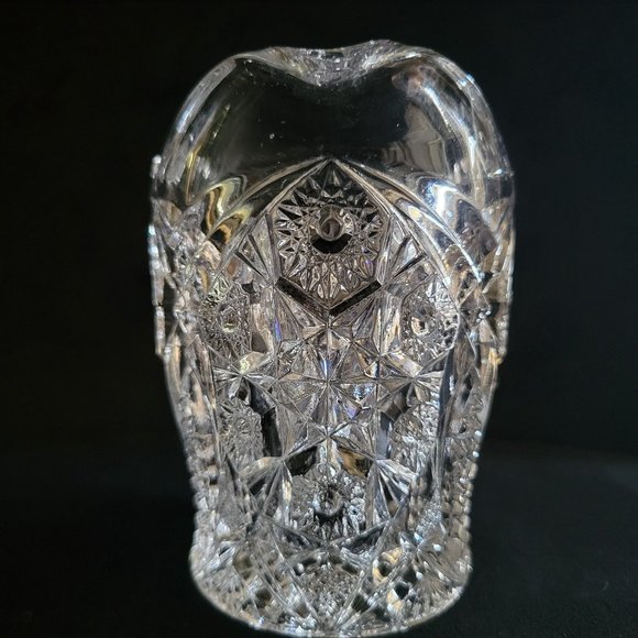 Vintage Pressed Glass Creamer Sawtooth Scalloped Rim, Small Glass Pitcher - Picture 2 of 6